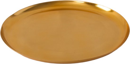 WinQ!- Metalen plateau (d:40cm) in Goudkleur - schaal voor kaarsen met opstaande rand - decoratieschaal - dienblad