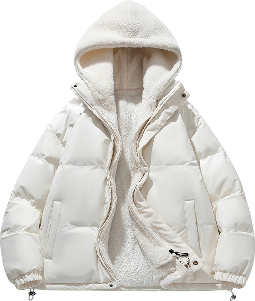 Livano Parka Heren Winterjas Sherpa Voor Heren Jas Winter Volwassen Extra Zacht Wit