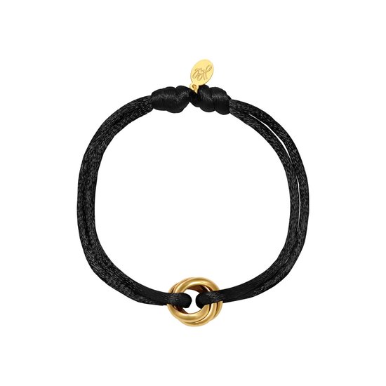 Satijnen armband Knot - Verstelbaar - One Size - Zwart/Goud - Trendy