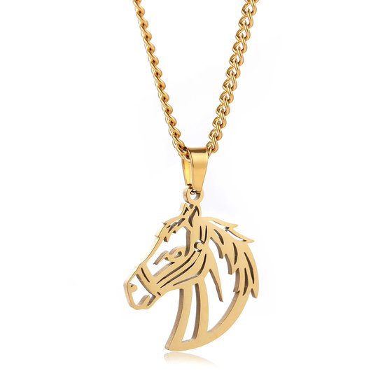 Paard Ketting Goudkleurig - Verstelbare Paardenketting 45cm + 5cm verstelbaar - Cadeau