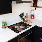 Kookplaat beschermer - Kookplaataccessoires - Bloemen - Schilderij - Werkbladbeschermer - 60x52 cm - Keuken decoratie - Voor kookplaat - Inductiebeschermer - Stilleven