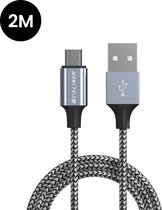 USB C Kabel - USB C naar USB A - 2 meter - Sterke Nylon oplaadkabel - Geschikt voor Samsung / Apple / iPhone 15 (CL-UC2-1PACK)