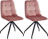 Colenis® - Chaise de salle à manger Farucci - Set de 2 - Rose - Velours