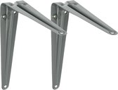 AMIG Plankdrager/planksteun van metaal - 2x - gelakt grijs - H200 x B150 mm