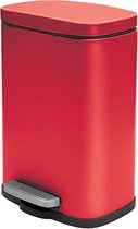 Spirella Poubelle à pédale Venice - rouge - 5 litres - métal - L21 x H30 cm - fermeture soft- WC/salle de bain