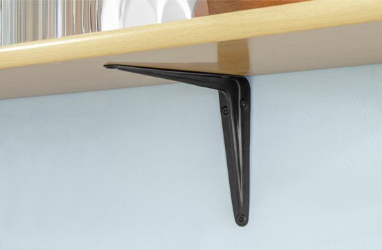 AMIG Support d'étagère/support d'étagère en métal - 4x - peint en noir - H350 x L300 mm