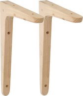AMIG Plankdrager/planksteun van hout - 2x - lichtbruin - H200 x B125 mm - boekenplank steunen