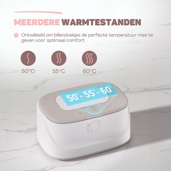 Vulpes Goods® BabyCare - Billendoekjes Verwarmer PRO - Vochtige Doekjes Verwarmer - Billendoekjesdoos - 3 Warmtestanden & fast heating - Nachtlampfunctie - Kinderslot - Wit — afbeelding 5
