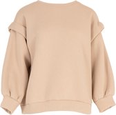 Beige Jogger Sweater - Dames Truien - 100% Katoen - Jogger Sweaters Schouder detail - Azzuro Mode - Beige