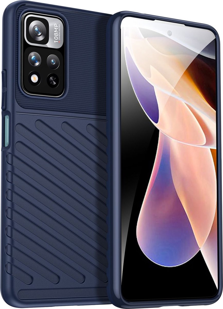 Mobigear Hoesje geschikt voor POCO M4 Pro 5G Telefoonhoesje Flexibel TPU | Mobigear Groove Backcover | M4 Pro 5G Case | Back Cover - Blauw