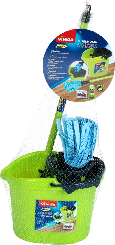 Klein Toys Vileda Color Line 2-delige dweilset groen - mop en emmer - 61 cm lange mop - groen - Klein