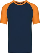 T-shirt Homme M Kariban Col rond Manche courte Marine / Orange 100% Katoen
