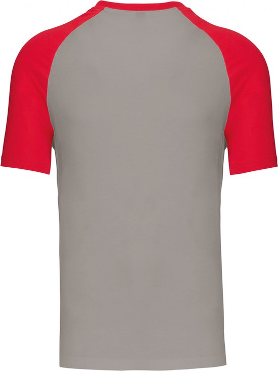 T-shirt Mannen Kariban Ronde hals Korte mouw Light Grey / Red Katoen