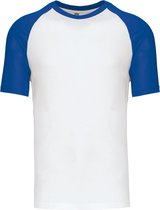 SportT-shirt Heren S Kariban Ronde hals Korte mouw White / Royal Blue 100% Katoen
