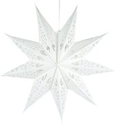 Kerstster Ster Hangend Kerstdecoratie - Met patroon - Ø 60 cm - Papier - Wit - 2 Stuks