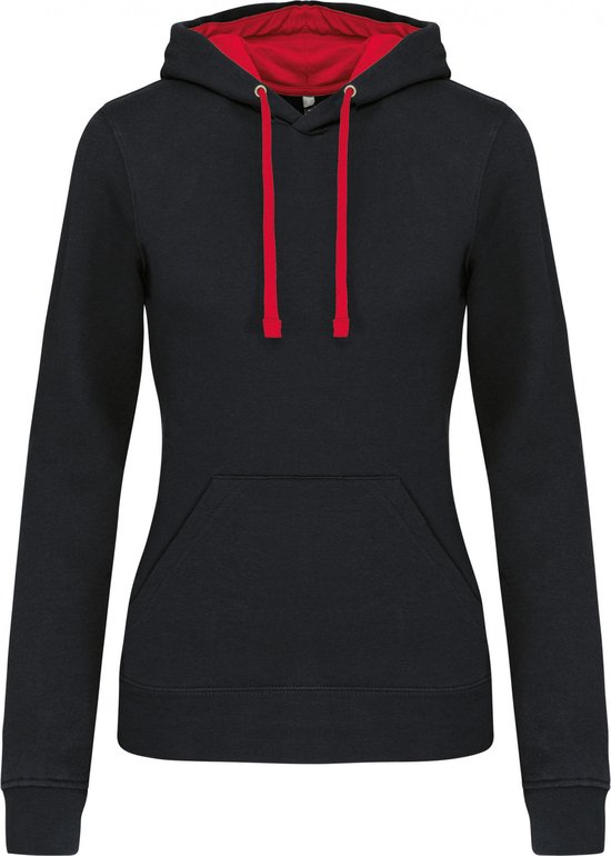 Kariban Pull à capuche femme couleur contrastée K465 - BLACK / ROUGE - XXL