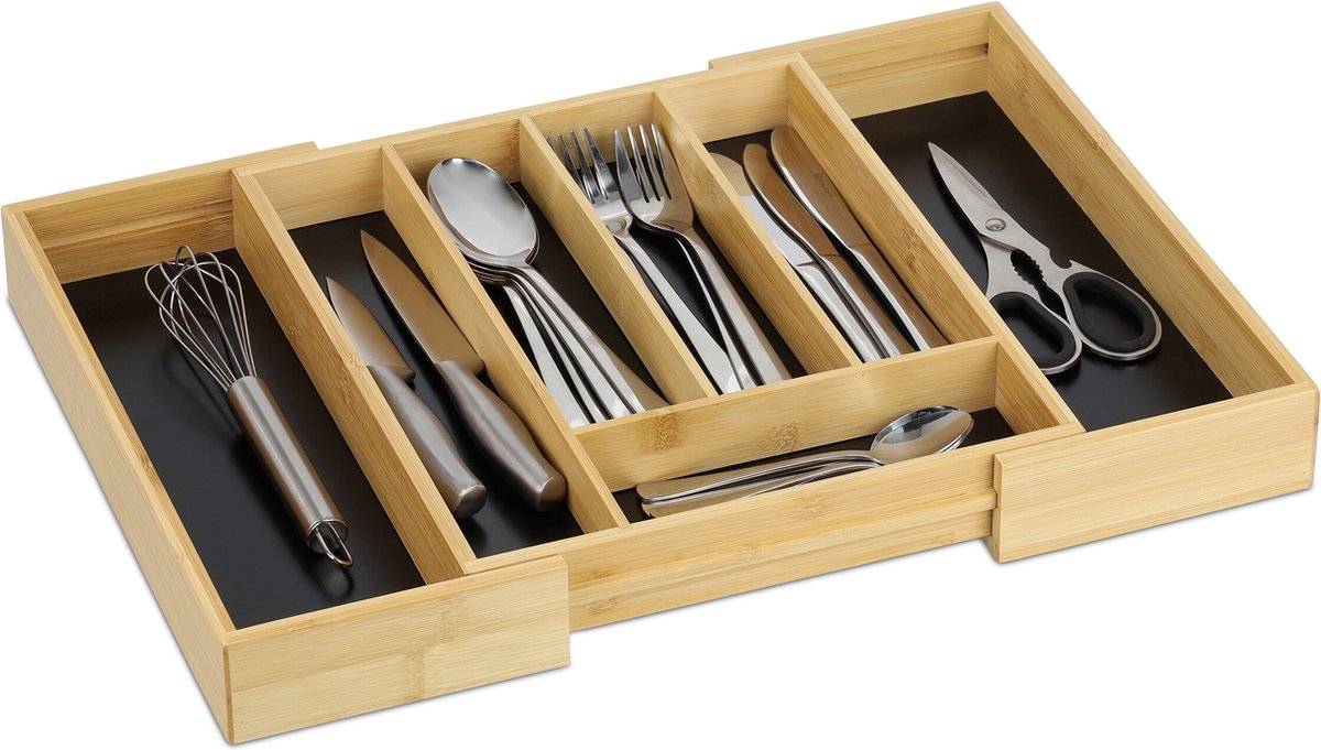 bestekbak uitschuifbaar - 28,5 - 47 cm - 5-7 vakken - bestek organizer keukenlade