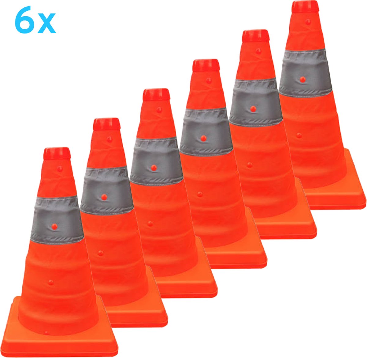 Uitvouwbare pion / verkeerskegel 41cm - inklapbaar - Mexxo - 6 stuks