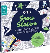 OMY - Ruimtestation plus stickers - kleurplaat XXL voor jong en oud
