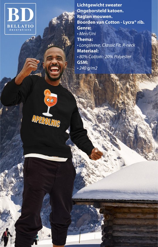 Bellatio Decorations Pull après ski pour homme - aperolhic - noir - aperol spritz - sports d'hiver L