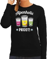 Bellatio Decorations Apres ski sweater dames - Alpenholic - zwart - wintersport - skien/snowboarden L