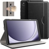 Geschikt voor Samsung Galaxy Tab A9 Leer Folio Zakelijk Tablethoesje - Zwart