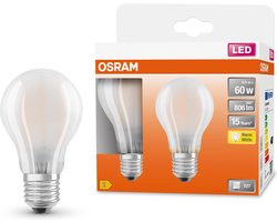 OSRAM LED lamp - Classic A 60 - E27 - filament - mat - 6,5W - 806 lumen - warm wit - 2 stuks