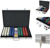 vidaXL Pokerkoffer - Inclusief 1000 chips - Meerkleurig - 53 x 37 x 6.7 cm - Pokerset