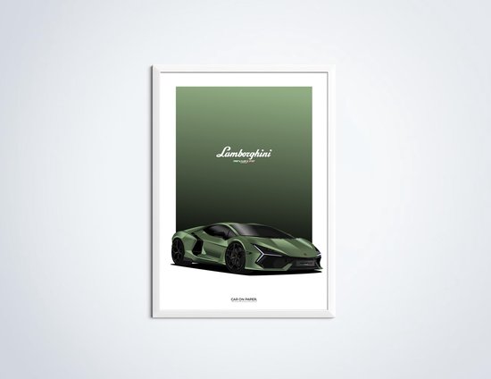 Lamborghini Revuelto Groen op Poster - 50 x 70cm - Auto Poster Kinderkamer  /