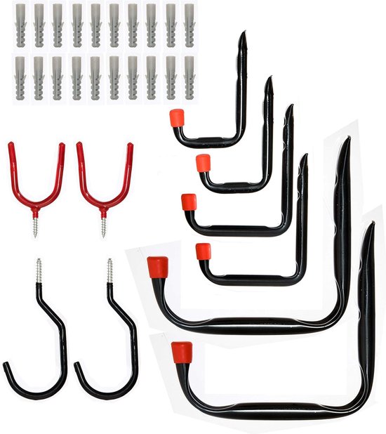 10 stuks garagewandhaken, assortiment 30-delig, voor thuis voor het ophangen en