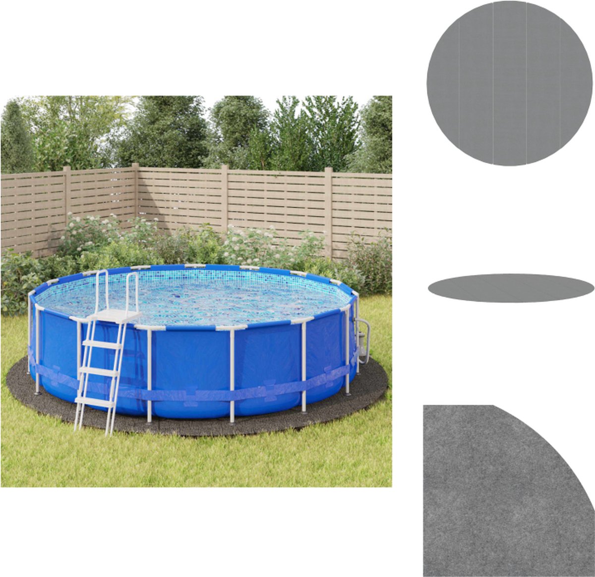 VidaXL Zwembadgrondzeil Polyester geotextiel Lichtgrijs Rond 550 cm diameter Zwembad afdekzeil
