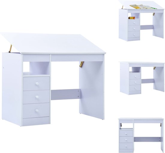 vidaXL Kinderbureau kantelbaar wit