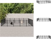 vidaXL Hondenhok Stalen Stangen - 485 x 485 x 100 cm - Inclusief Montagehandleiding - Zwart - Gepoedercoat Staal - Kennel