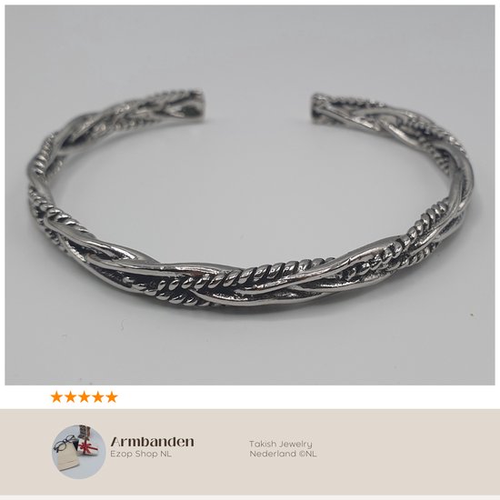 Zilverkleurige Geweven Draai-textuur Armbanden voor Mannen en Vrouwen - Vintage Thaise Zilveren Armband Sieraden
