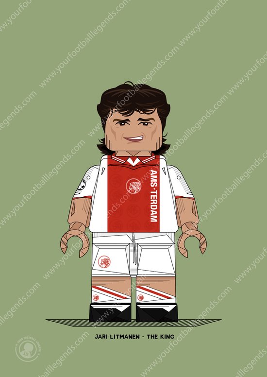 Poster Jari Litmanen - A4 297x210mm - Ajax Amsterdam Poster - Voetbal - Your Football Legends - Voetbal Posters