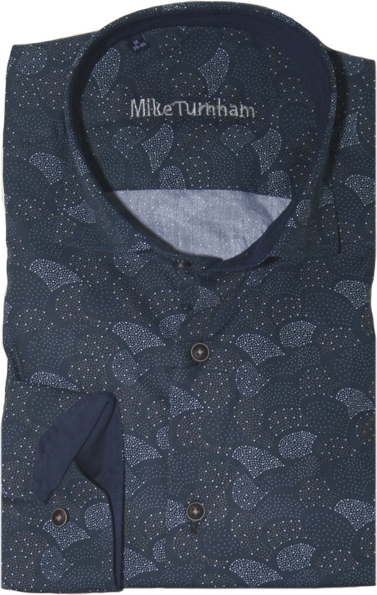 Mike Turnham Lange mouw Overhemd - 5025-9455 Marine (Maat: XL)
