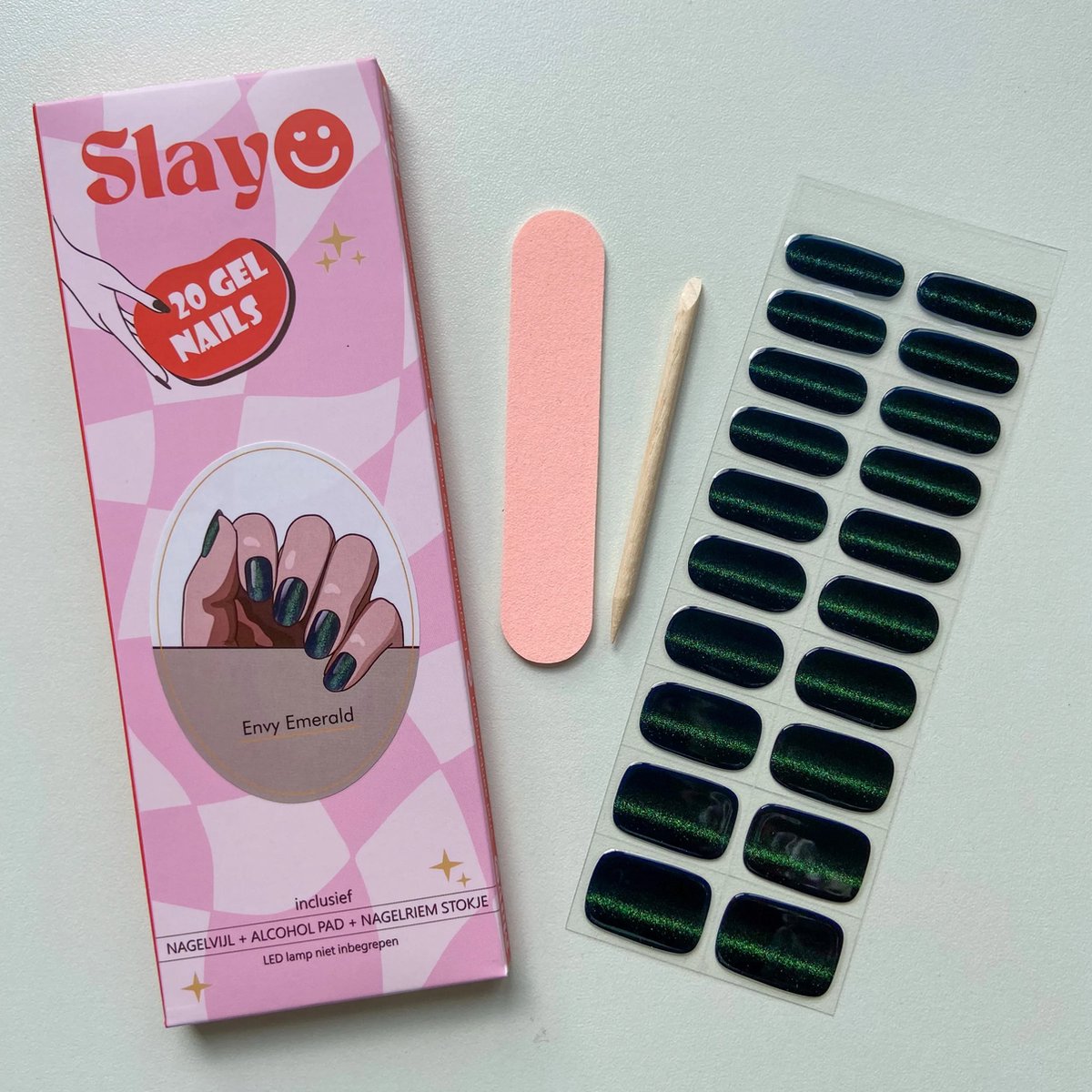 Slayo© - Gellak Stickers - Envy Emerald - Nagelstickers - Gel Nail Wraps - Nail Art Stickers - Nail Art - Gellak Nagels - Gel Nagel Stickers - Nail Wraps - LED/UV lamp nodig