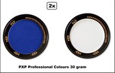2x Set PXP Professional Colors peinture pour le visage bleu et blanc 30 grammes - Peinture pour le visage fête d'anniversaire festival soirée à thème