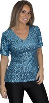 Top à sequins - chemise - Turquoise - Taille S/M - Taille 36/38/40 - Disco