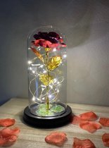 Eeuwige Roos - Gouden roos in glazen stolp met LED - Kerstcadeau - Sinterklaas cadeau - Christmas - Moederdag - Valentijnsdag, Trouw & Lief