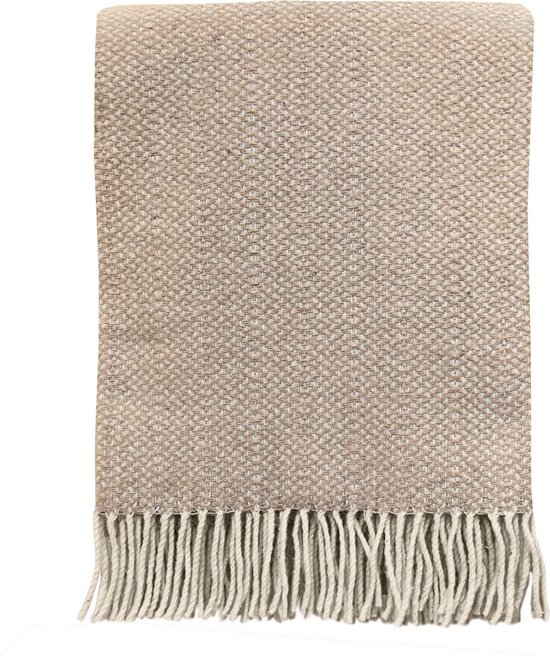 Beige structure recycled wool throw