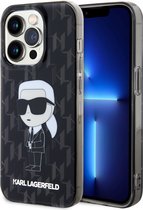 Karl Lagerfeld iPhone 15 Pro Hardcase hoesje – Ikonik Monogram – Zwart
