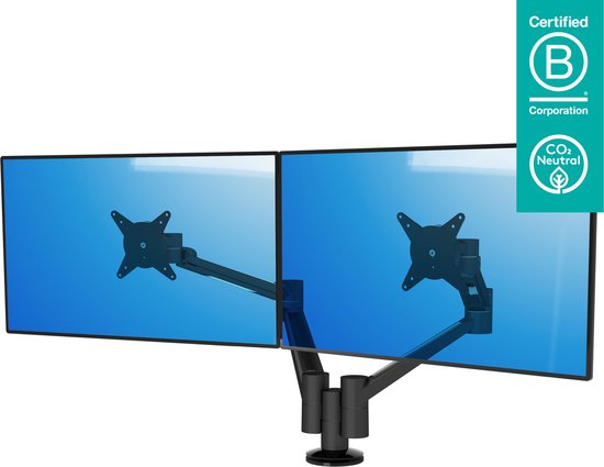 Foto: Dataflex viewlite plus monitorarm bureau 653 2 schermen verstelbare dubbele monitorarm zwart