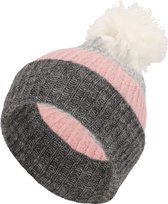 Meisjes Muts Roze-Grijs met Pompon