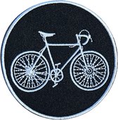 Fiets Race Mountainbike Strijk Embleem Patch 7.4 cm / 7.4 cm / Zwart Wit
