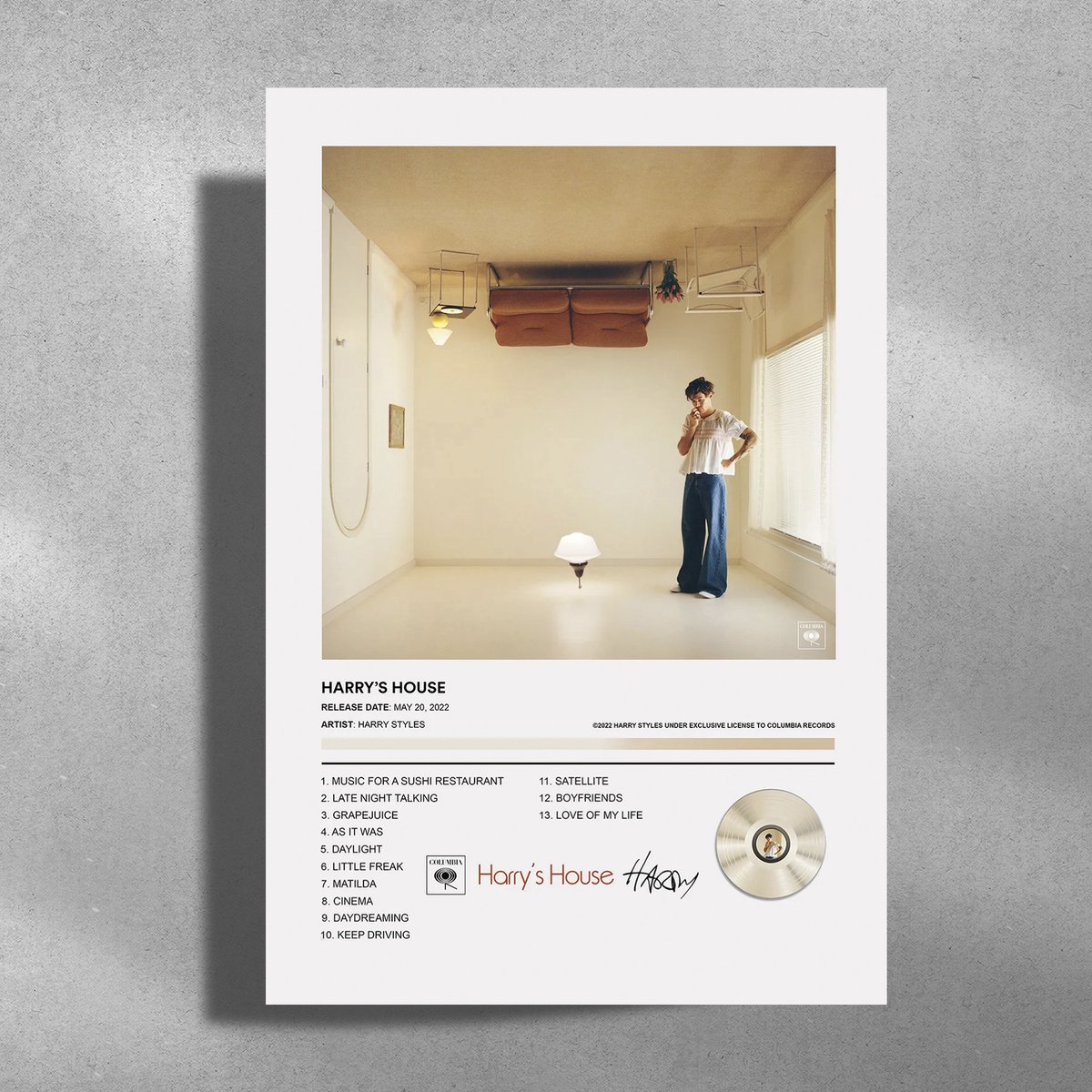 Luxe poster Harry Styles - Metalen Poster 30x40cm - Harry's House Geel