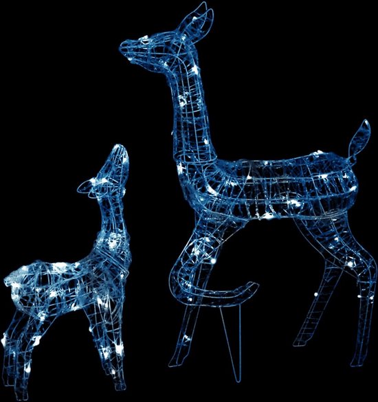 Rennes de Noël 2 pcs 80 LED Bleu Acrylique vidaXL