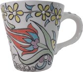 Koffie/thee beker - mok - 200ml - met bloemen - thee/koffiekopje servies - aardewerk - keramiek - handmade - handgemaakt - handbeschilderd - handgemaakte Turkse tegelkunst - cadeau - valentijnscadeau - moederdagcadeau -verjaardagscadeau