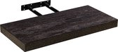 Muurplank - Wandplank zwevend - Wandplank - Draagvermogen 10 kg - MDF - Staal - Donkere houttinten - 40 x 23,5 x 3,8 cm