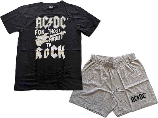 AC/DC - FTATR Guitar Pyjama - M - Zwart/Grijs